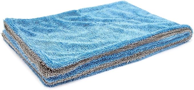 Autofiber Dreadnought Microfiber Towel, Superior Absorbency for Drying Cars, Trucks, and SUVs, Double-Twist Pile and One-Pass Vehicle-Drying Towel - Pack of 1 - Blue/Gray (20 inch x 30 inch)