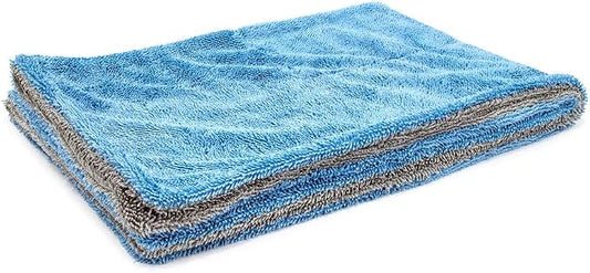 Autofiber Dreadnought Microfiber Towel, Superior Absorbency for Drying Cars, Trucks, and SUVs, Double-Twist Pile and One-Pass Vehicle-Drying Towel - Pack of 1 - Blue/Gray (20 inch x 30 inch)