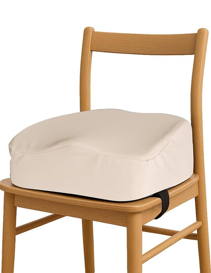 Babelio Ergo-Designed Booster Seat for Kitchen Chair, Promote Proper Upright Posture, Toddler Booster Seat for Dining Table, Suitable for 18 Months to 5 Years, Stain-Resistant Faux Leather, Beige