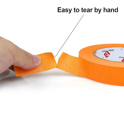 BOMEI PACK Orange Painters Tape 1 Inch Bulk - Paint Tape 6 Rolls x 1 Inch x 60 Yards - Painter's Tape Orange Masking Tape for Walls Painting, DIY Crafting, Decoration, Total 360 Yards