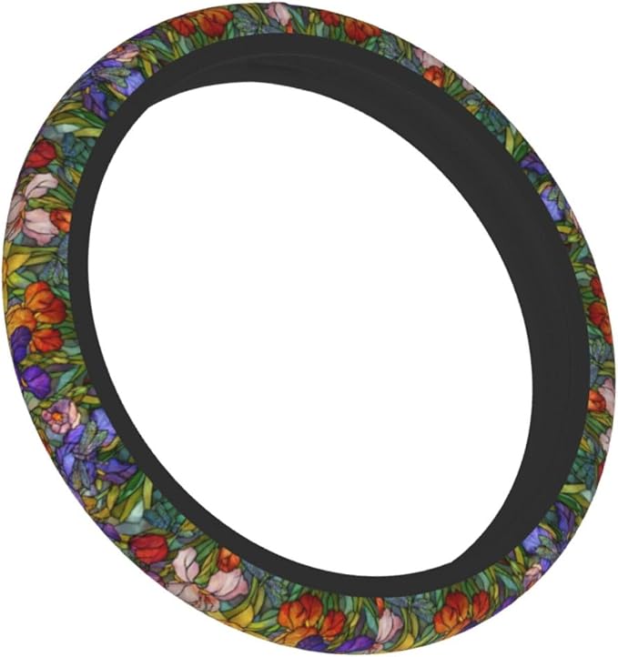 Flower Steering Wheel Covers Non Slip Neoprene Universal 15 Inch Steering Wheel Protector Car Cover for Men Women