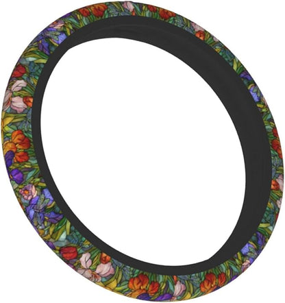 Flower Steering Wheel Covers Non Slip Neoprene Universal 15 Inch Steering Wheel Protector Car Cover for Men Women