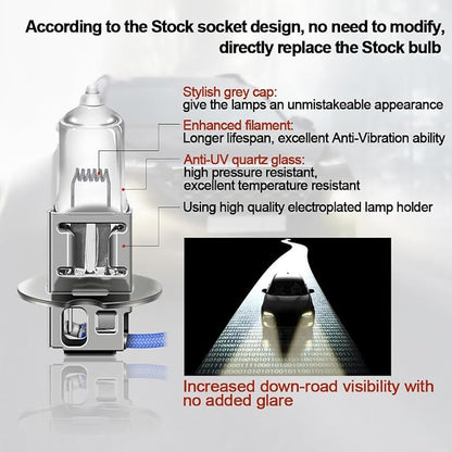 WinPower H3 Halogen Fog Light Bulb, Super Bright Warm White 55W 4300K Car High Beam Headlight Replacement Lamp, Pack of 2