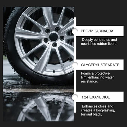 Car Tire Polishing Paste, UV Protection Tire Shine Coating Paste, Anti-Oxidation Restorer Cleaner with Sponge, Long Lasting Gloss for Auto Tires Maintenance