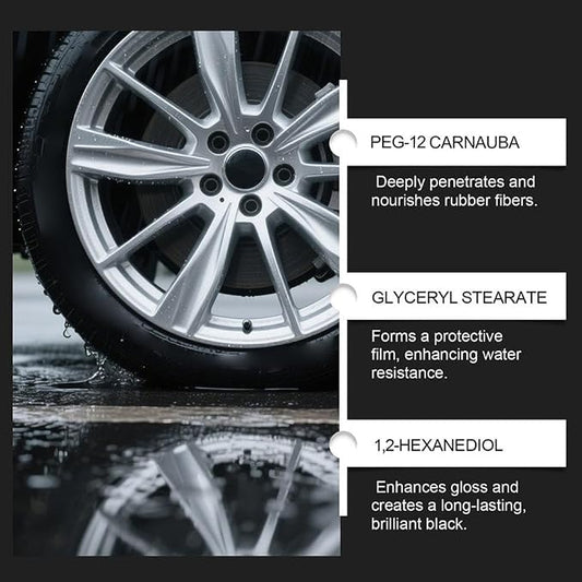 Car Tire Polishing Paste, UV Protection Tire Shine Coating Paste, Anti-Oxidation Restorer Cleaner with Sponge, Long Lasting Gloss for Auto Tires Maintenance