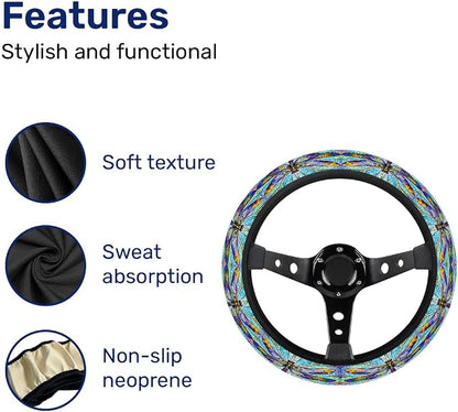 GENANY Dragonfly Steering Wheel Cover, Non Slip Polyester Car Wheel Protector for Car SUV Truck, Universal 15 Inch