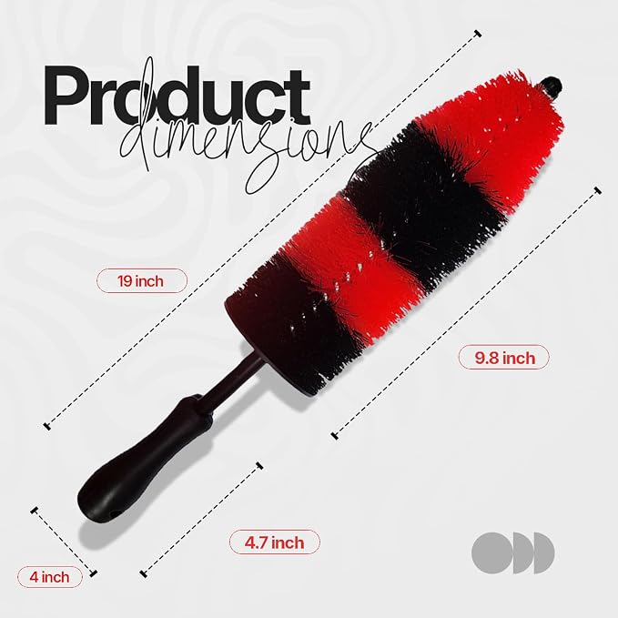 Pack of 1 Wheel Brush - 19Inch Long, Soft Bristle, No Scratch Car Wheel Cleaner Brush - Detailing Brush for Tires, Wheels, Rims, Exhaust Tips, Vehicle Engine, Motorcycles