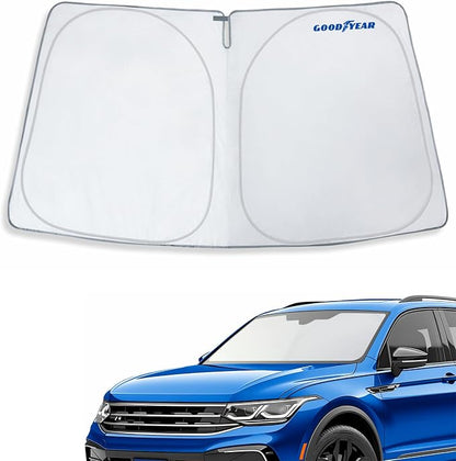 Goodyear Foldable Windshield Sunshade for Volkswagen (VW) Tiguan 2018-2024, Truck car Accessories, Sunshade Cover, Sun Shade Car Windshield, Window Sun Blocker - GY008338