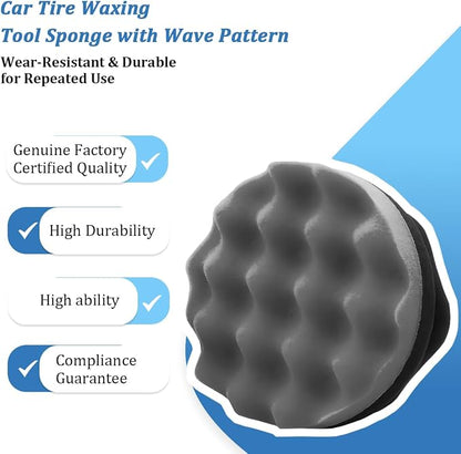 2PCS Car Tire Dressing Applicator Pads, Reusable Hex-Grip Vehicle Wheel Wax Buffing Dressing Sponge Pad, Automotive Tire Shine Detailing Foam Tool, Universal Fit (4.33Inch/Black)