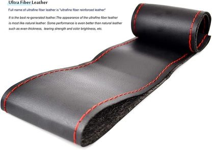 AUTOXBERT 38cm/15 Inch Hand Sewing Steering Wheel Cover Breathable Anti-Slip Leather Steering Wheel Cover for Nissan Qashqai Toyota Camry RAV4 VW Golf