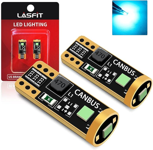 LASFIT 194 168 T10 192 2825 W5W LED Bulb Canbus Error Free, Non-Polarity 400LM Extremely Bright for Dome Map Courtesy Door Trunk Cargo Lights, 12-24V, Ice Blue (2-Pcs)