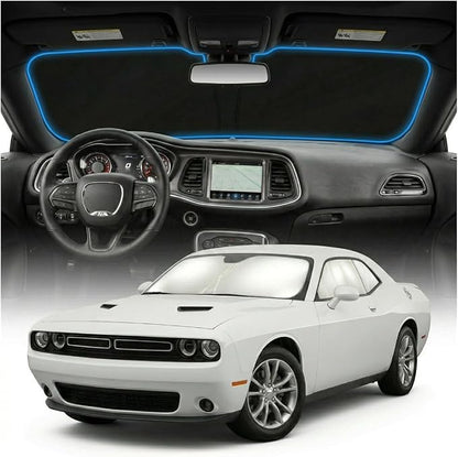 for Dodge Challenger Sun Shade Windshield Cover - Custom Fit Challenger Accessories 2015-2023 Sunshade Foldable UV Protection & Heat Shield Sun Visor Accessories
