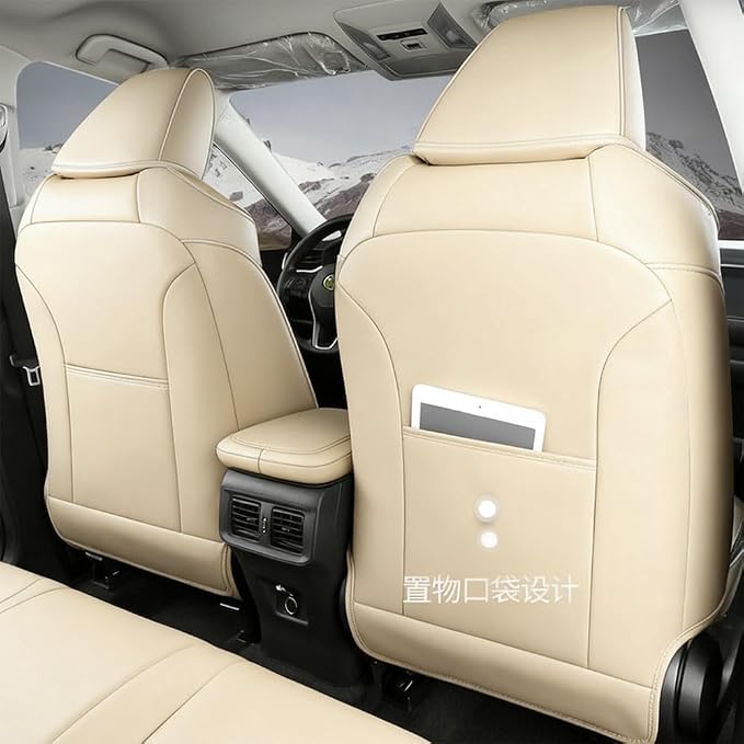 Custom Fit RAV4 Hybrid Car Seat Covers for Select Toyota RAV4 Hybrid (Not for 2019-2025 Hybrid/Prime SE,XSE) 2019 2020 2021 2022 2023 2024 2025 - Full Set,Leather(Beige)