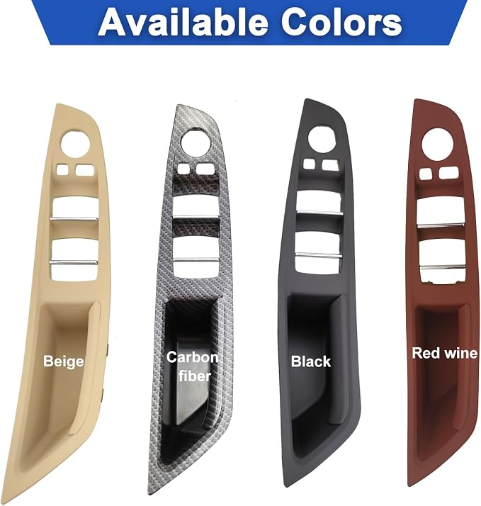 Door Handle Cover Kit for BMW 5 Series 520 523 525 528 530 535 F10/F11/F18 2010-2016, Driver & Passenger Side Window Switch Armrest Trim for Left-Hand Drive Models (Black)