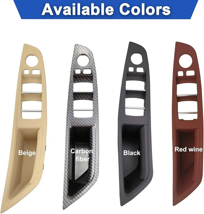 Door Handle Cover Kit for BMW 5 Series 520 523 525 528 530 535 F10/F11/F18 2010-2016, Driver & Passenger Side Window Switch Armrest Trim for Left-Hand Drive Models (Black)