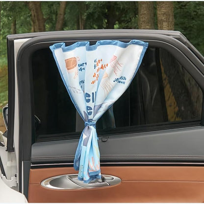 Magnetic Car Sun Shade Curtain for Side Window – Sun Blocker and UV Protector for Baby, Kids, and Pets – Universal Fit with Built-in Magnets for Steel-Framed Door (Magnet-New Ocean Friends)