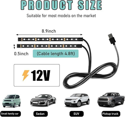 Yourkar Car LED Strip Light, 24 LED Auto Interior Under Dash Atmosphere Lights with USB Port, Vehicle Decor Lamp Ambient Night Light Strip Lighting Kit, Universal Car Accessories (White)