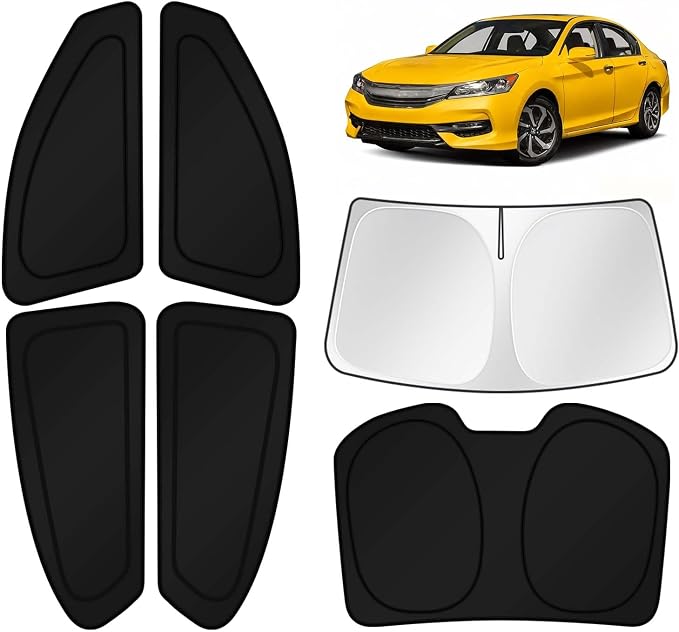 KUST Car Window Shades for 2013-2017 Honda Accord Accessories Windshield Sun Shade Side Rear Window Covers Sunshade Privacy Protection for Camping Blackout UV Block Full Set 6PCS