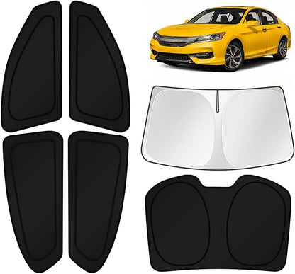 KUST Car Window Shades for 2013-2017 Honda Accord Accessories Windshield Sun Shade Side Rear Window Covers Sunshade Privacy Protection for Camping Blackout UV Block Full Set 6PCS