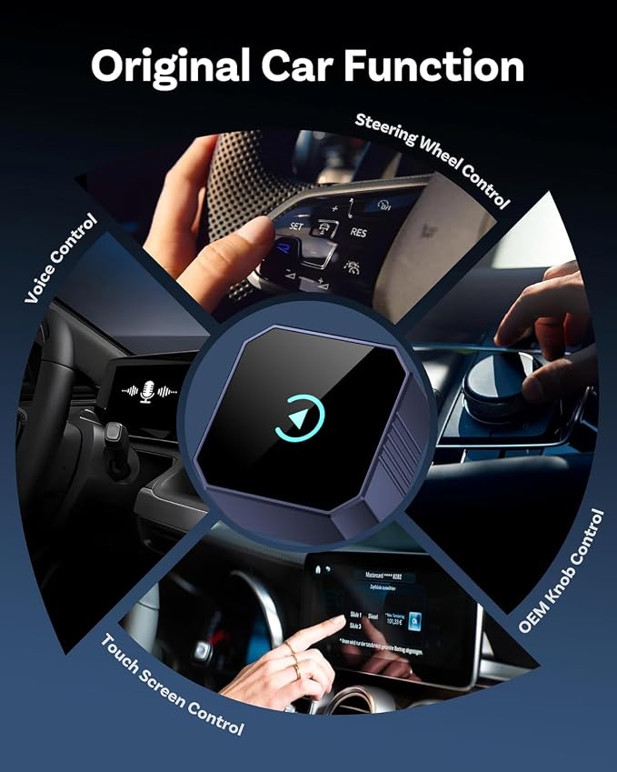 Wireless CarPlay Adapter for iPhone＆Android, 2026 Upgraded Car Play Mini Wired to Wireless Adapter for CarPlay ＆Android Auto Plug and Play Stable Connection & No Latency for iPhone iOS 10+ Blue