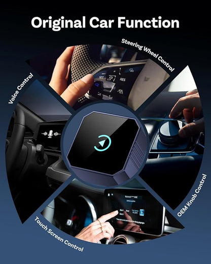 Wireless CarPlay Adapter for iPhone＆Android, 2026 Upgraded Car Play Mini Wired to Wireless Adapter for CarPlay ＆Android Auto Plug and Play Stable Connection & No Latency for iPhone iOS 10+ Blue