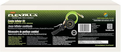 Flexzilla Inflator Kit with 3 ft. and 15 ft. Quick Connect Hose, Lock-On Chuck (0-170 PSI) - AL2025FZ-2