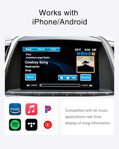 Bluetooth Car Adapter Compatible with Lacrosse and Regal (2010-2013), 2011-2015 Chevrolet (Avalanche LTZ,Malibu) with USB Interface,Car Music Bluetooth Adapter with Lossless Sound Quality