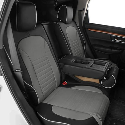 EKR CRV Seat Covers Custom Fit for Honda CRV 2015 2016 Full Set Car Seat Cover for SUV, Leather Truck Seat Protectors,Faux Leather(Black/Gray)