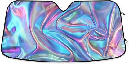 Metallic Liquid Painting Rainbow Windshield Sun Shade for Car Auto SUV Truck Foldable Front Window Sunshade Sun Visor Protector Block UV Rays Reflect Heat, 55" x 28"