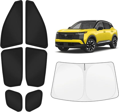 KUST Car Window Shades for Nissan Kicks 2025-2026 Windshield Sun Shade Side Window Cover UV Block Privacy Protection Accessories for Camping Blackout Rear Back Full Set 7PCS