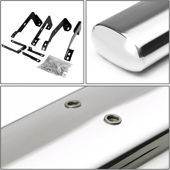 DNA Motoring 5 Inches Running Boards Compatible with 02-08 Ram 1500 Quad/Crew Cab, Stainless Steel Side Step Nerf Bars, STEPB-5O-933-SS