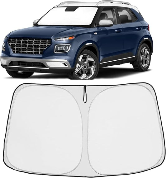 Proadsy Windshield Sun Shade Custom Fit 2020-2023 2024 2025 2026 Hyundai Venue Foldable Front Sunshade Protector Sun Visor Blocks UV Rays Keep Car Cooler