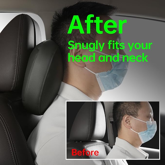 Car neck pillow, special car pillow for driving seat, memory foam head support for car seat, protects cervical vertebra and relieves fatigue, made of faux leather for long-lasting durability 1P