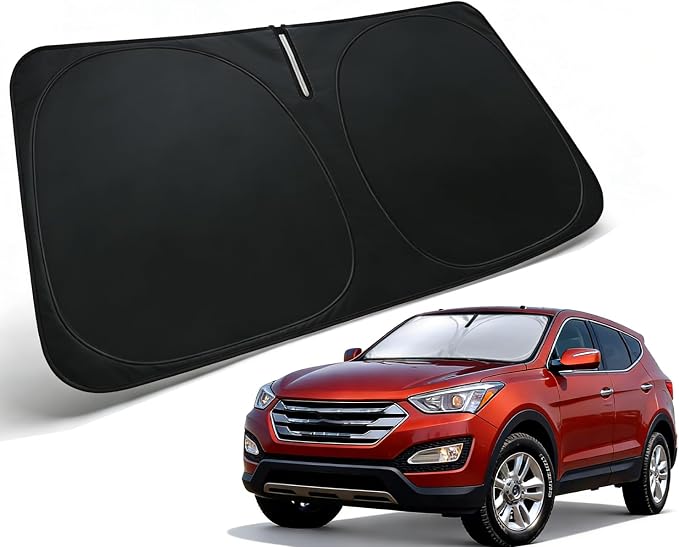 Windshield Sun Shade for 2013-2018 Hyundai Santa Fe Accessories, Car Front Window Sun Visor & Heat Shield | 240T Sunshade Protection Blocks UV Rays Keep Your Car Cooler