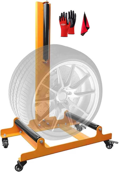 Rolling Wheel Detailing Stand – Heavy-Duty Tire Cleaning and Polishing Roller with 3-Way Rotating Rollers for Ceramic Coating, Tire Shine, Car Wheel Wash – Garage Accessory for Auto Detailers