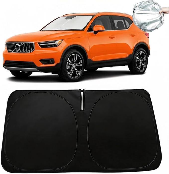 Windshield Sun Shade for 2019-2025 2026 Volvo XC40, Car Front Window Sunshade with 240T Sun Visor Protector Blocks UV Rays Heat Sun Shield Accessories