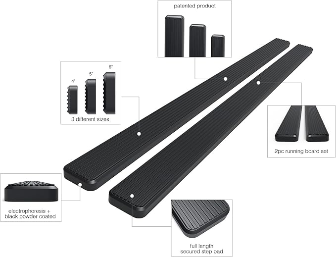 APS Running Boards (Nerf Bars Side Steps Step Bars) Compatible with Chevy Colorado GMC Canyon 2015-2026 Crew Cab 6ft Bed (Black Powder Coated 5 inches Wheel to Wheel)