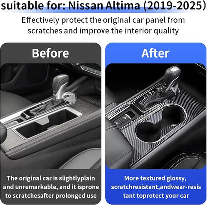 Car Center Console Gear Shift Panel Trim Cover for Nissan Altima 2019 2020 2021 2022 2023 2024 2025 2026 Auto Interior Decorations Accessories Central Control Protection Carbon Fiber Style Kit