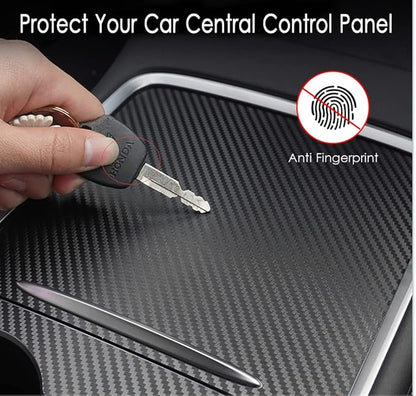 Farmogo Center Console Carbon Fiber Wrap Kit for Tesla Model Y 2020-2024 & Model 3 2021-2023 2PCS Center Console Cover Interior Decoration Wrap Kit for Tesla Model Y/3 Accessories (Matte Carbon Fiber)