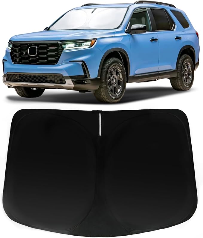 Windshield Sun Shade for Honda Pilot 2016-2025 2026 EX, EX-L, Elite, Touring, Car Front Window Sunshade with 240T Sun Visor Protector Blocks UV Rays Heat Sun Shield Accessories