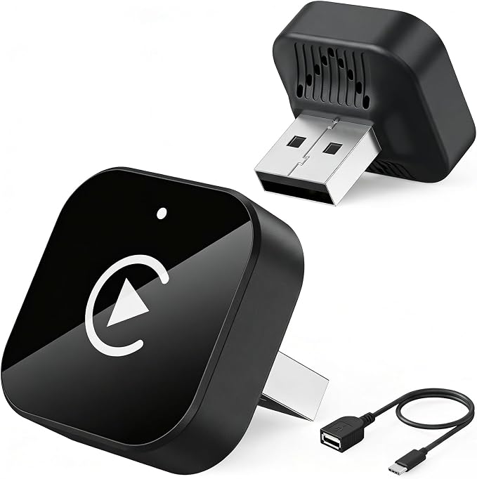(2026 Upgraded) Wireless CarPlay Adapter for Apple iPhone＆Android, Small Size,Plug and Play,Fast and Stable Connection Wireless Adapter for CarPlay＆Android-No Latency to Screen(Black)