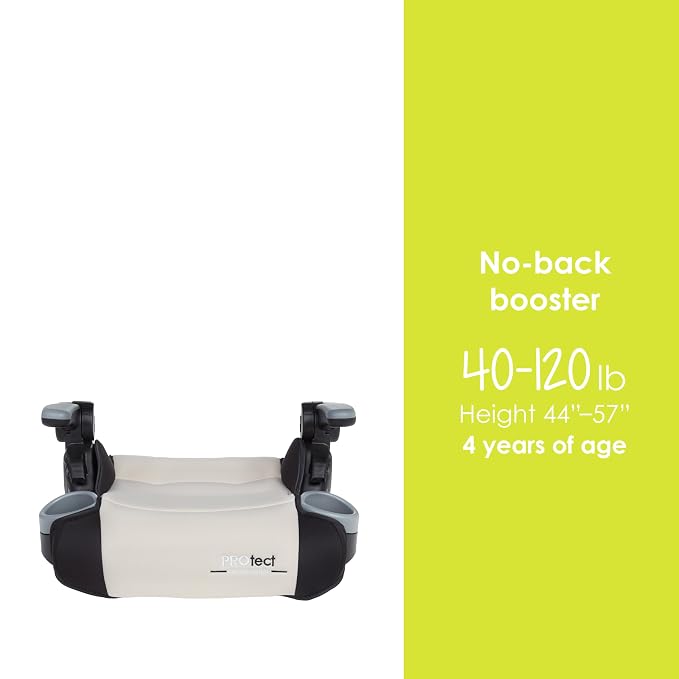 Baby Trend Protect 2-in-1 Folding Booster Seat, Dash Tan – Fold-Flat Travel-Ready Design, Lightweight Build, Belt-Positioning Comfort