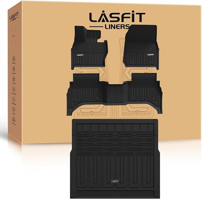 LASFIT Floor Mats & Cargo Mat for Land Rover Range Rover Sport 2023-2026, TPE All Weather Protection 1st & 2nd Row Floor Liners for Range Rover Sport Accessories, Black, Easy to Clean