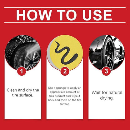 Car Tire & Plastic Trim Renewal Paste – Restores Shine, Prevents Cracking & Easy Application, Tire Coating Paste Rapid Acting, Car Tire Shine with Sponge, for Cars Trucks Motorcycles (3PCS)