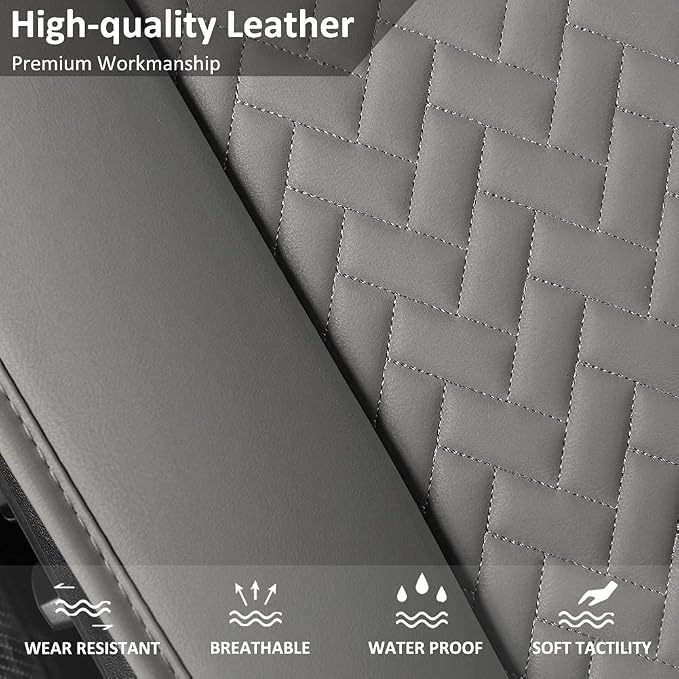 West Llama Full Set Car Seat Covers for Front and Rear Bottom Seats Only, Luxury PU Leather Car Seat Pads Protectors Waterproof and Wear-Resistant,Gray