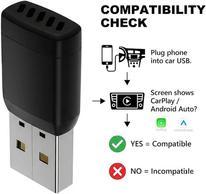 Carplay Adapter, Wired to Wireless, Car Projection for Online Music and Navigation, 2 in 1 Wireless CarPlay Adapter for Kinds of Cars