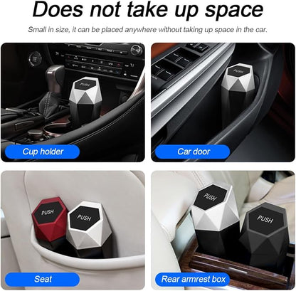 Car Trash Can with Lid, Small Leakproof Portable Auto Garbage Can, Mini Diamond Design Trash Dustbin, Waterproof Vehicle Rubbish Bins for Automotive, Office, Kitchen, Home, Bedroom (1)