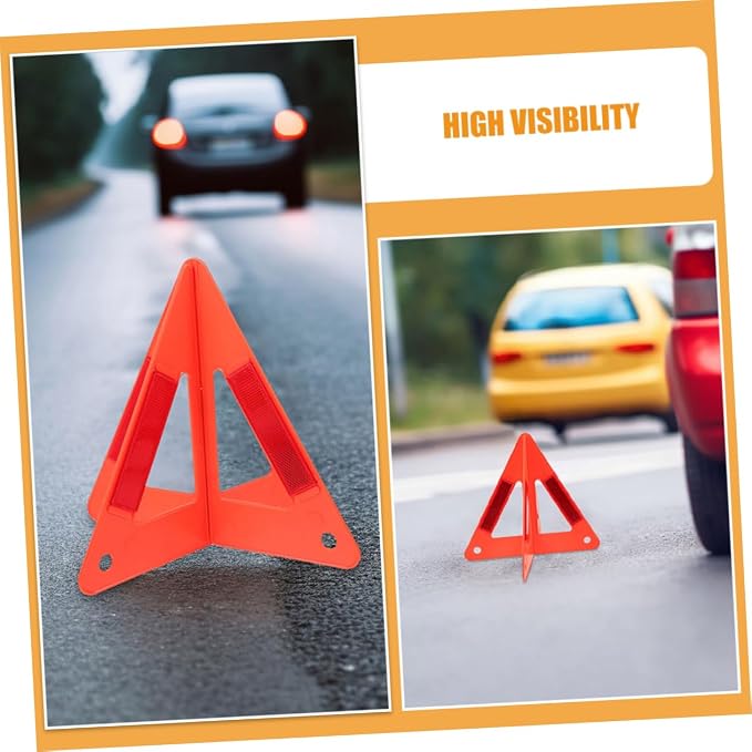 Luxshiny 5pcs Stable Portable Car Warning Rack Reflective Triangles Essential for Emergency Parking Safety