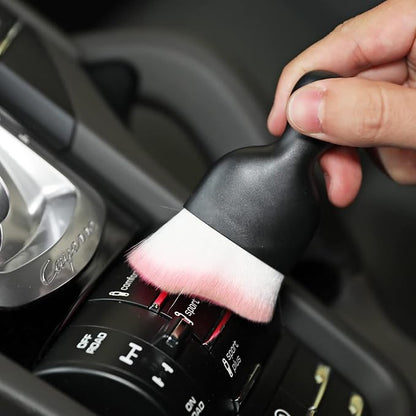 AOCISKA Car Interior Detailing Brush,Soft Bristle Cleaning Brush Car Detailing Brush Dusting Brush,Car Interior Cleaning Tool,Auto Detail Brush Car Dash Duster Brush (Black&Pink)