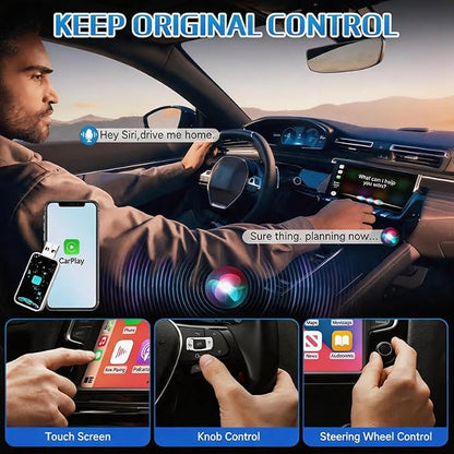 Mini Wireless Carplay Adapter for Apple for iPhone, 2026 Upgraded Convert Wired to Wireless Car Play Adapter,Fast Auto-Connect & No Latency Dongle,Plug & Play, USB A/C Included for iOS